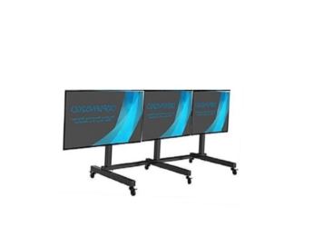 32" 55" Seyyar Tekerlekli Mounted 1 x 3 Video Wall Solutions Çoklu Monitör İzleme Standı