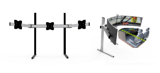 17" 43" 1 x 3 Çoklu Monitör İzleme Standı & Psikoteknik Simülatör Eğitimi Paneli