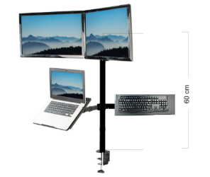 4 x1 -13"-27" Monitör Destekli Masaüstü Tipi LCD Monitör ve Laptop klavye Kolu