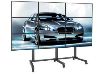 37" 55" 65" Arası Seyyar Tekerlekli Mounted 3 x 3 Video Wall Solutions Çoklu Monitör İzleme Standları