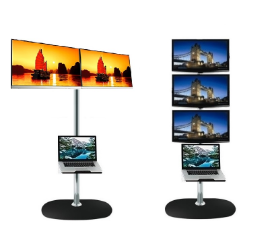 13"-27" 32" Seyyar Alttan Ağırlıklı Yükseklik Ayarlı LED Monitör Standı KROM 1 x 3lü Sistem