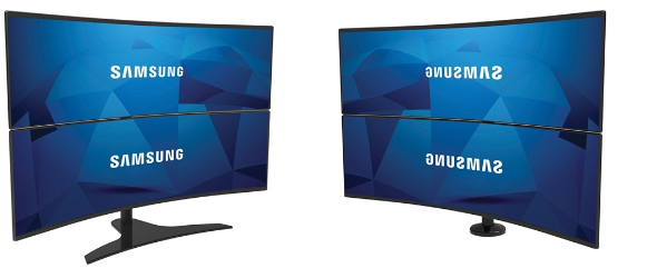  43" 49"  Arası Samsung Dell Geniş Ekran Kavisli (Curved) Monitörler için Yatay 1x2 Ekran Masaüstü Montajlı Askı Aparatı