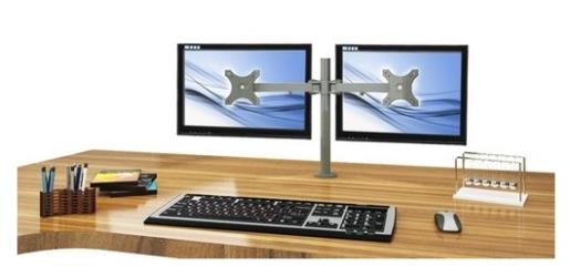 2 x 13"-27" Monitör Destekli Masa Tipi Sabit LCD Monitör ve TV Kolu