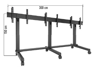 32" 55" Seyyar Tekerlekli Mounted 1 x 3 Video Wall Solutions Çoklu Monitör İzleme Standı